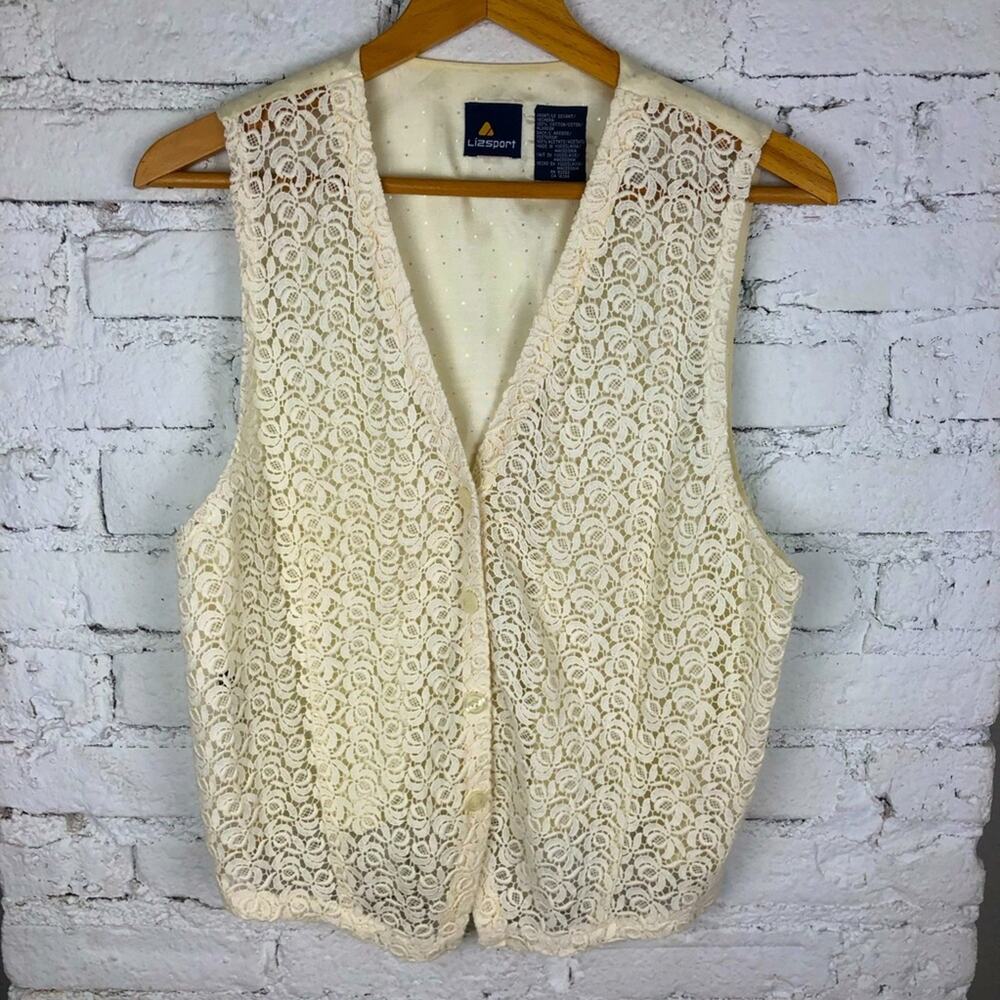 Vintage Liz Sport Floral Lace Vest